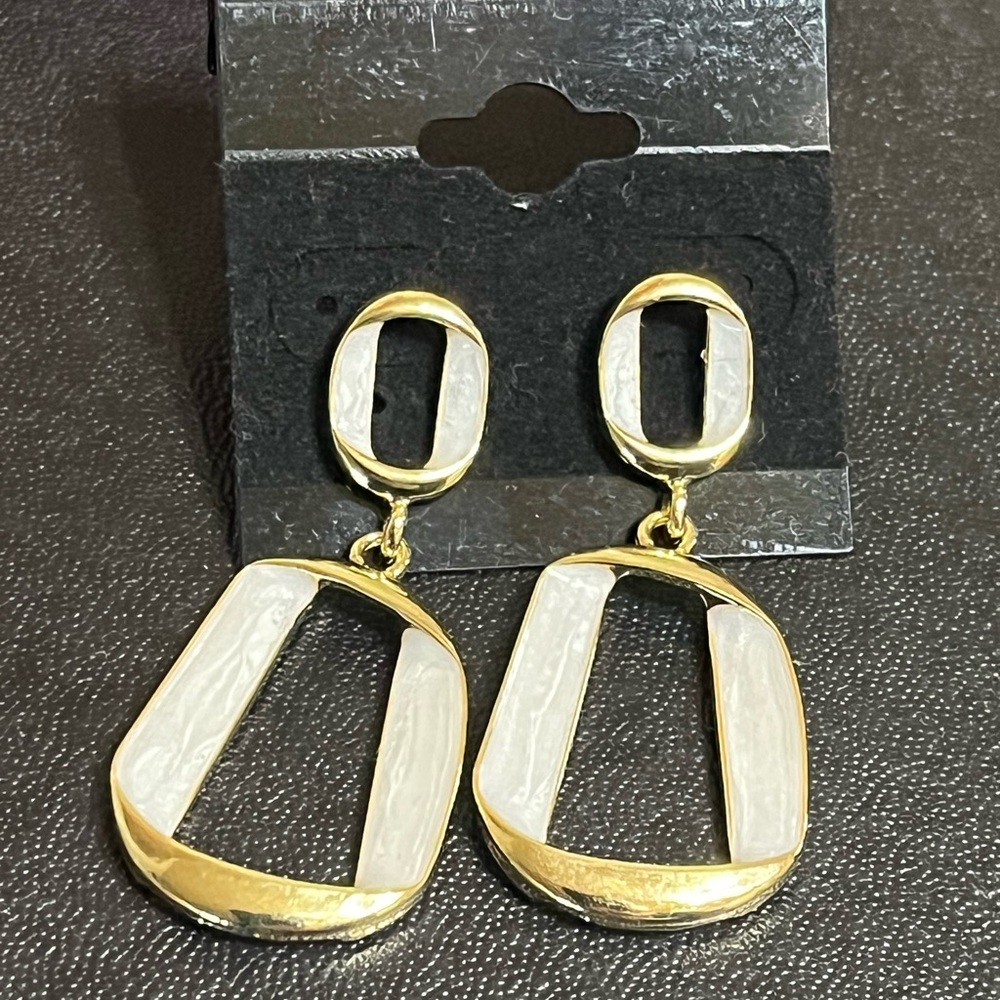 Pearl White Luminescent Enamel Earrings